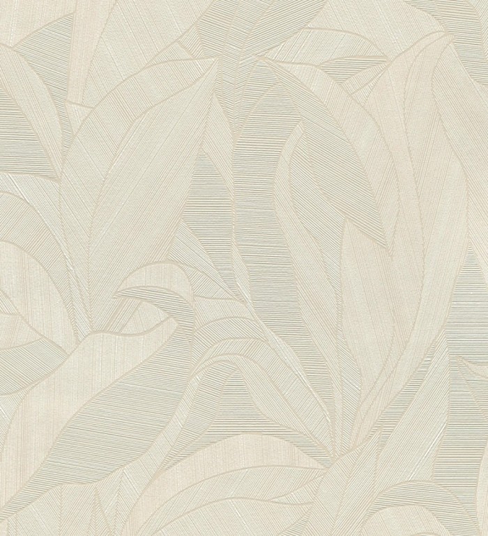 Papel pintado de hojas minimalistas con relieve color beige - Ancona Rib 685144