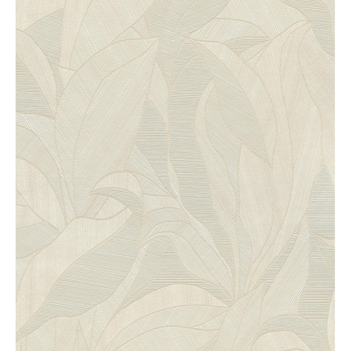Papel pintado de hojas minimalistas con relieve color beige - Ancona Rib 685144