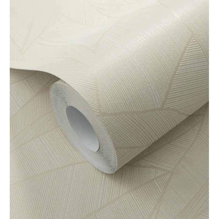 Papel pintado de hojas minimalistas con relieve color beige - Ancona Rib 685144