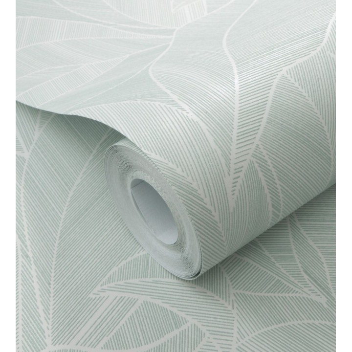 Papel pintado de hojas minimalistas con relieve color verde - Ancona Rib 685145