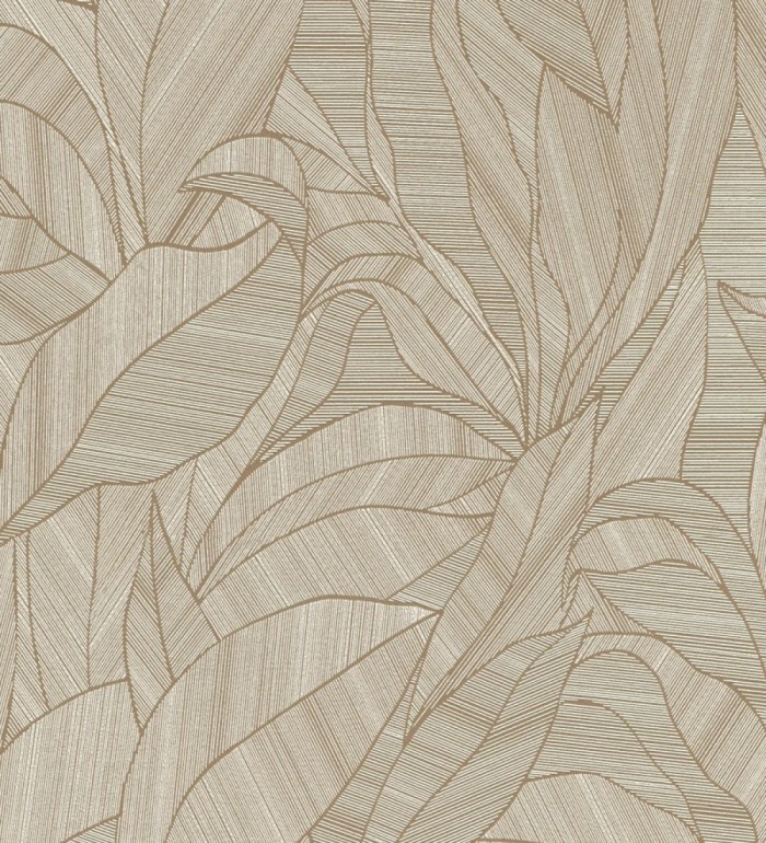Papel pintado de hojas minimalistas con relieve color marrón - Ancona Rib 685146