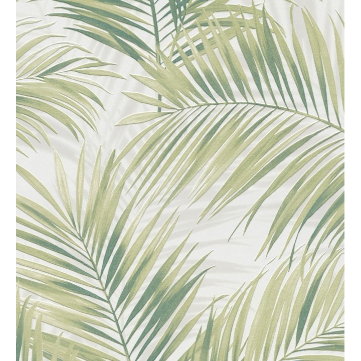 Papel pintado hojas de palmera en relieve tonos verdes sombras neutras - Borneo Leaf 685148