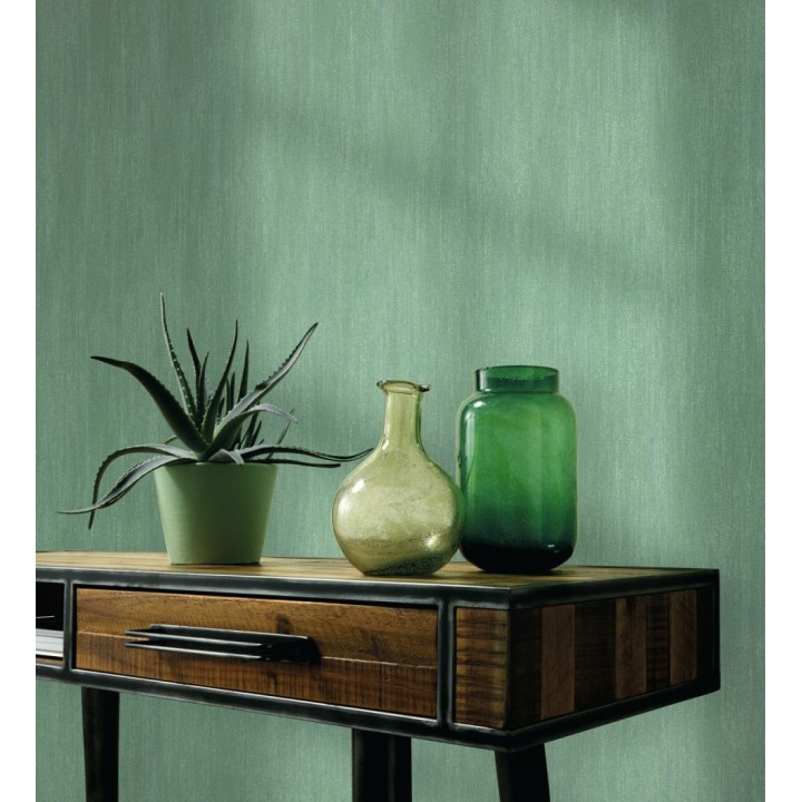 Papel pintado estuco cal efecto arenoso verde esmeralda - Stucco Denim 685156