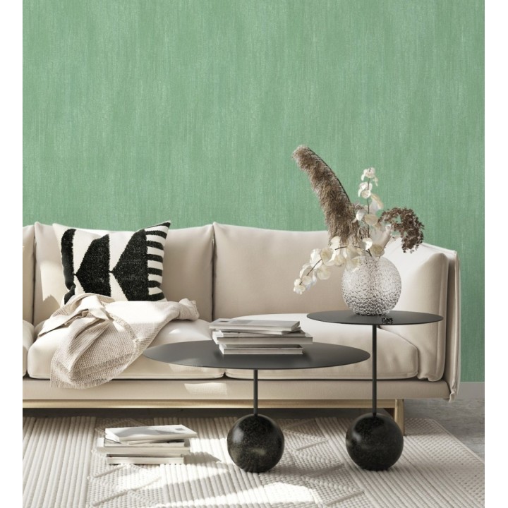 Papel pintado estuco cal efecto arenoso verde esmeralda - Stucco Denim 685156