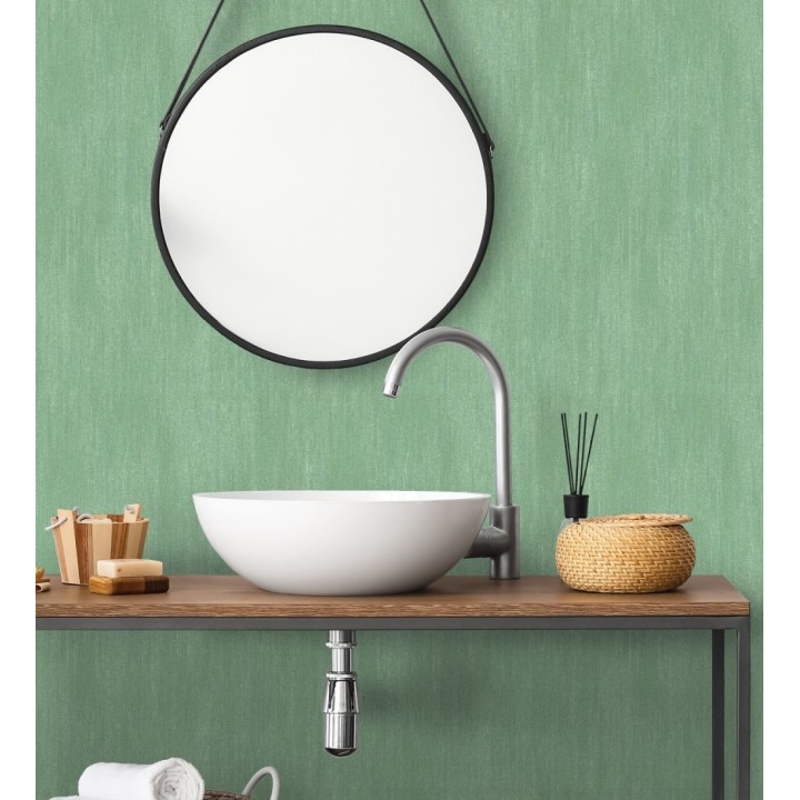 Papel pintado estuco cal efecto arenoso verde esmeralda - Stucco Denim 685156
