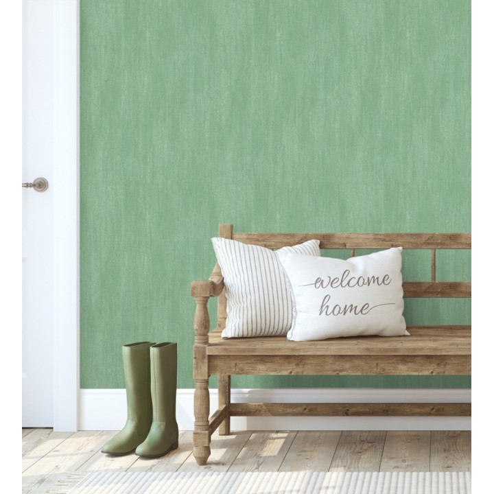 Papel pintado estuco cal efecto arenoso verde esmeralda - Stucco Denim 685156