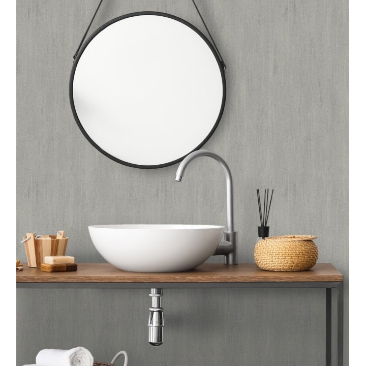 Papel pintado estuco cal efecto arenoso gris zinc - Stucco Denim 685157