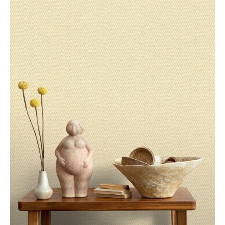 Papel pintado de espiga en relieve amarillo mostaza repintable - Arles Chevroned 685159