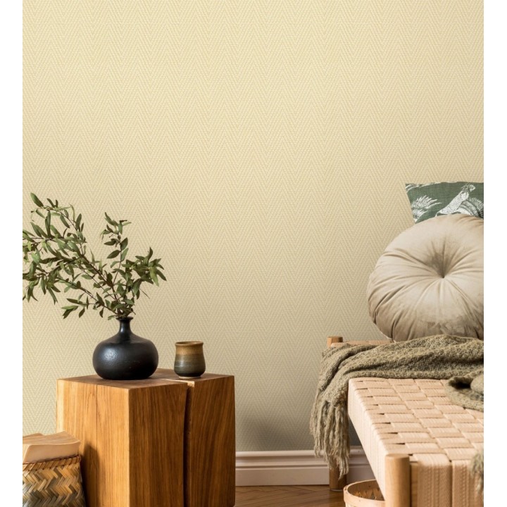 Papel pintado de espiga en relieve amarillo mostaza repintable - Arles Chevroned 685159