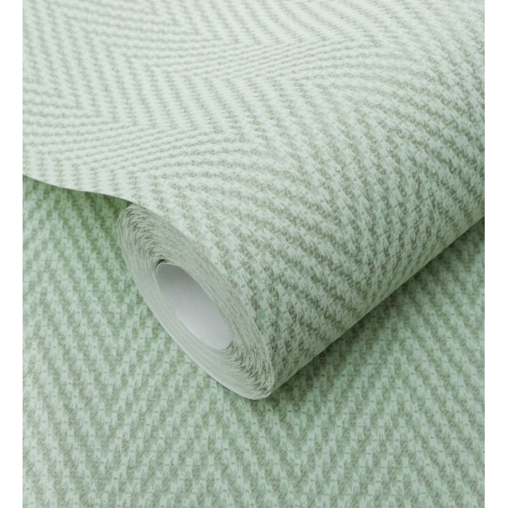 Papel pintado de espiga en relieve verde salvia repintable - Arles Chevroned 685160