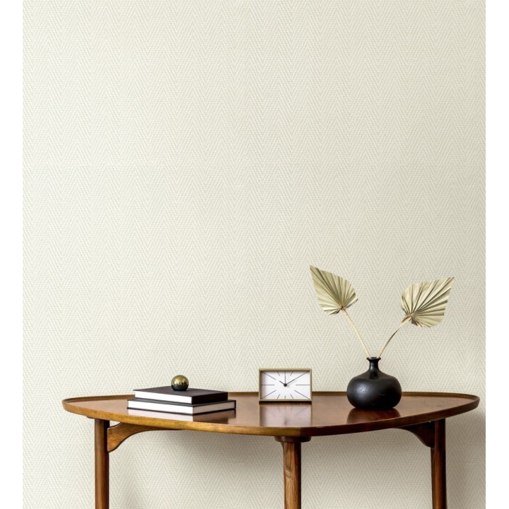 Papel pintado de espiga en relieve beige claro repintable - Arles Chevroned 685161