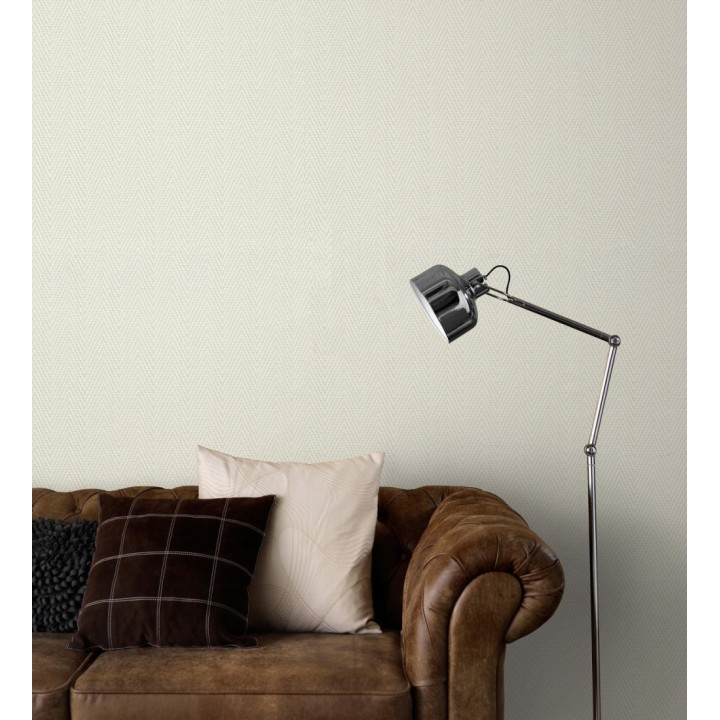 Papel pintado de espiga en relieve beige claro repintable - Arles Chevroned 685161