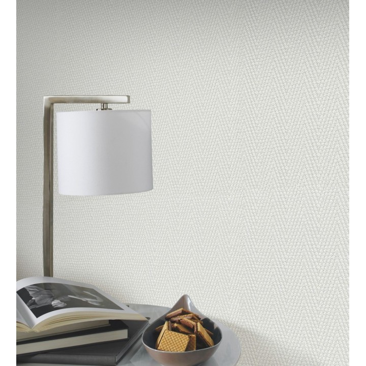 Papel pintado de espiga en relieve gris perla repintable - Arles Chevroned 685162