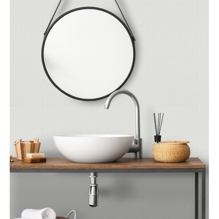 Papel pintado de espiga en relieve gris perla repintable - Arles Chevroned 685162