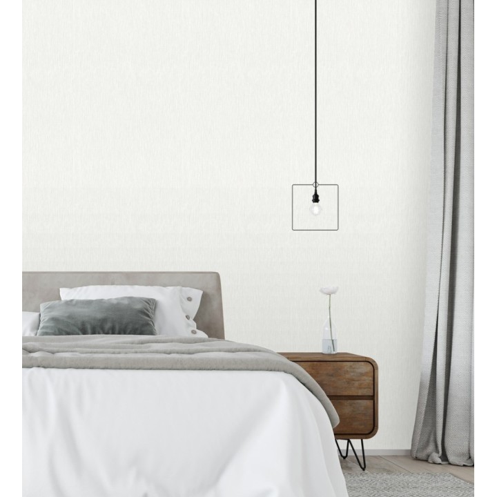 Papel pintado efecto metal blanco cepillado nácar en relieve - Essen Brushed 685163