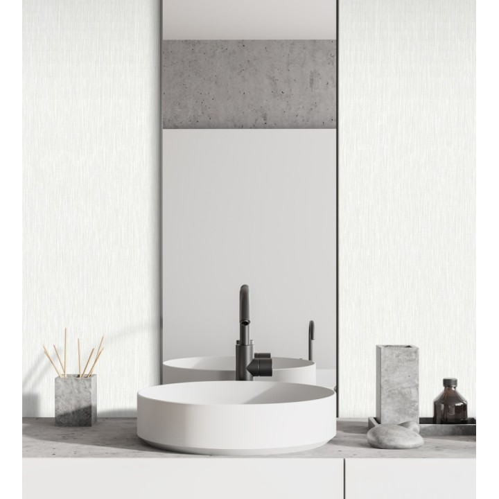 Papel pintado efecto metal blanco cepillado nácar en relieve - Essen Brushed 685163