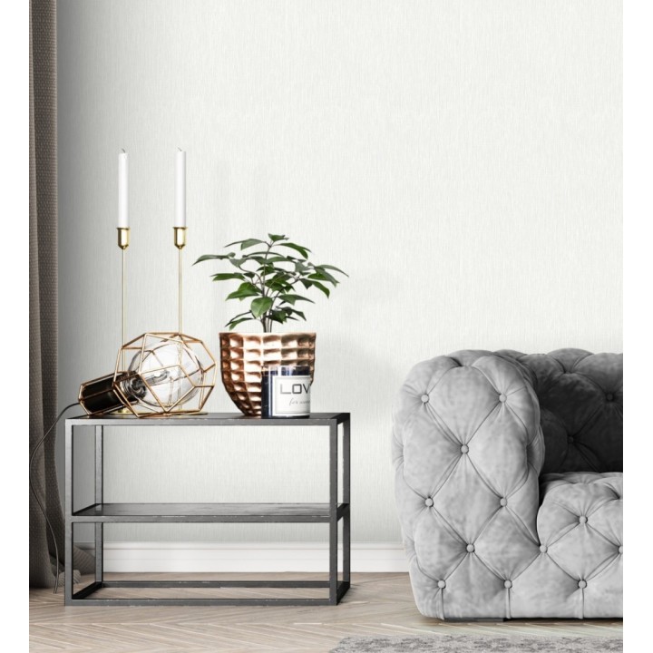 Papel pintado efecto metal blanco cepillado nácar en relieve - Essen Brushed 685163