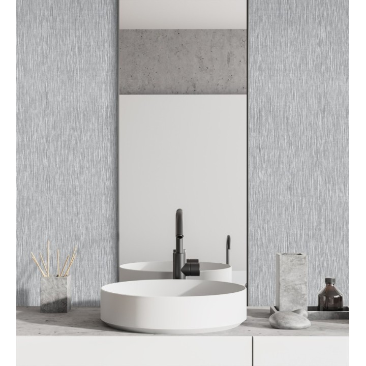 Papel pintado efecto aluminio cepillado gris en relieve - Essen Brushed 685164