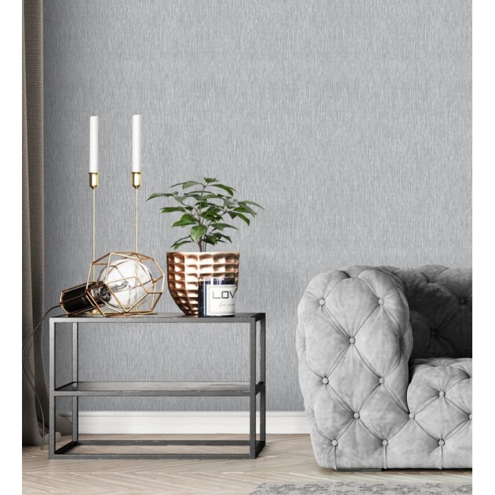 Papel pintado efecto aluminio cepillado gris en relieve - Essen Brushed 685164