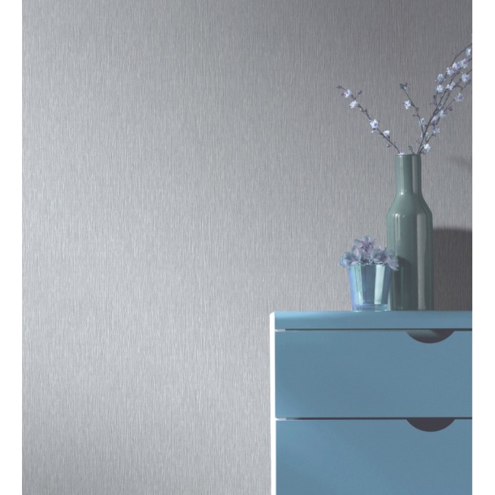 Papel pintado efecto aluminio cepillado gris en relieve - Essen Brushed 685164
