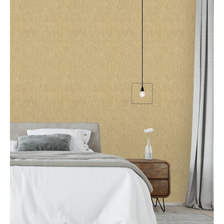 Papel pintado efecto metalizado en oro cepillado en relieve - Essen Brushed 685166