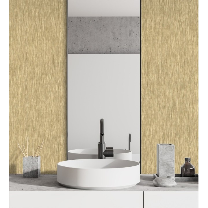 Papel pintado efecto metalizado en oro cepillado en relieve - Essen Brushed 685166