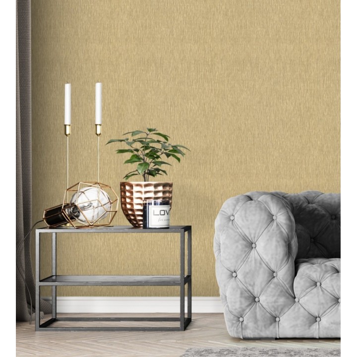 Papel pintado efecto metalizado en oro cepillado en relieve - Essen Brushed 685166