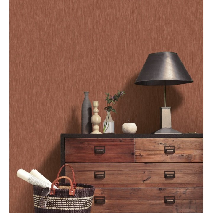 Papel pintado efecto metalizado cobre cepillado en relieve - Essen Brushed 685167