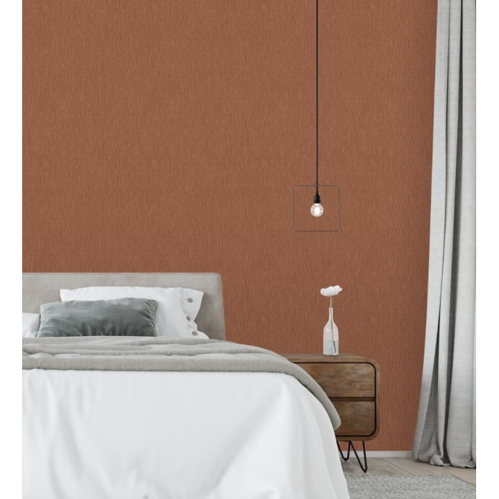 Papel pintado efecto metalizado cobre cepillado en relieve - Essen Brushed 685167
