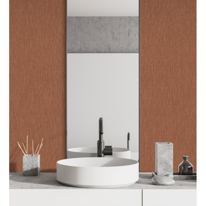 Papel pintado efecto metalizado cobre cepillado en relieve - Essen Brushed 685167
