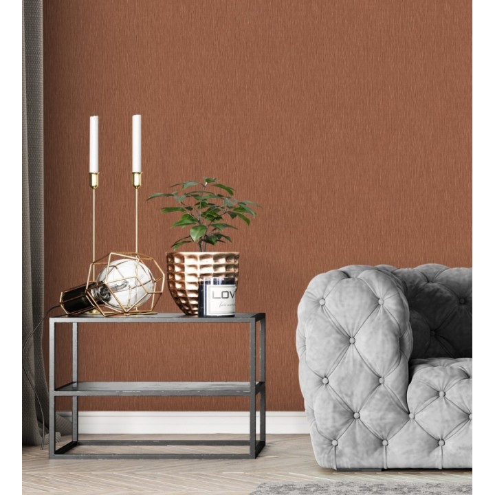 Papel pintado efecto metalizado cobre cepillado en relieve - Essen Brushed 685167