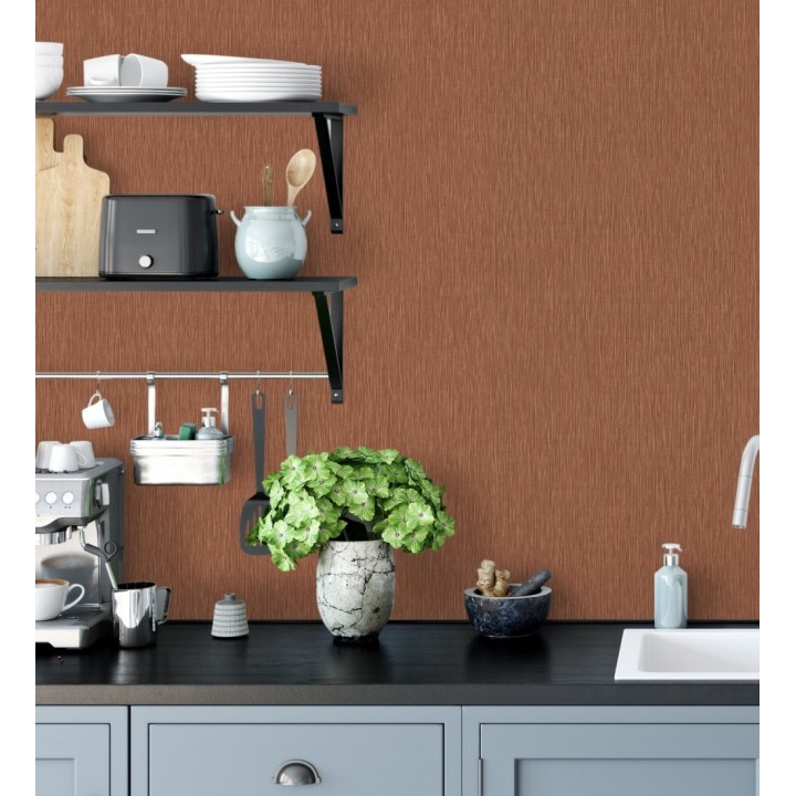 Papel pintado efecto metalizado cobre cepillado en relieve - Essen Brushed 685167