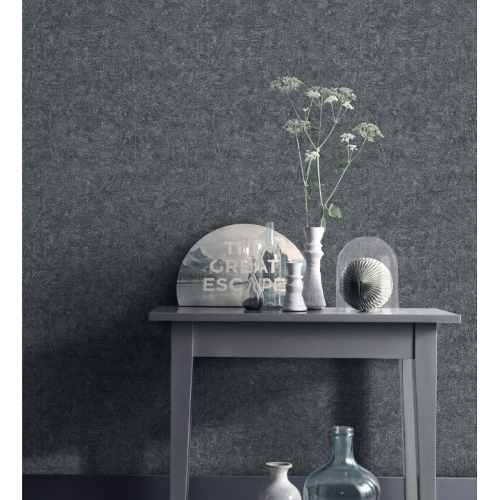 Papel pintado pizarra metalizada relieve diseño mineral - Etna Obsidian 685168