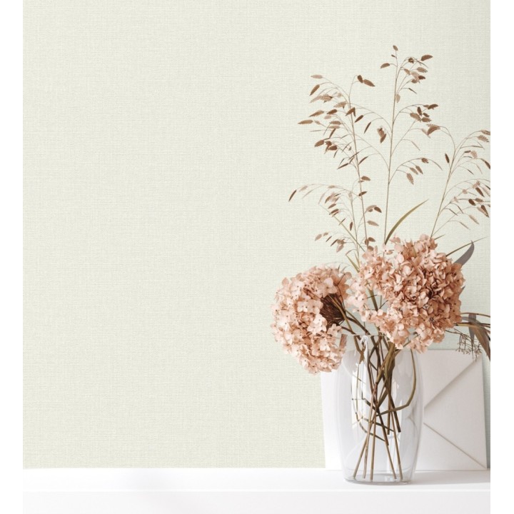 Papel pintado lino blanco roto efecto tejido natural en relieve - Flanders Linen 685173