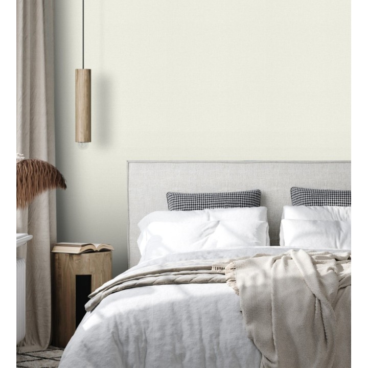 Papel pintado lino blanco roto efecto tejido natural en relieve - Flanders Linen 685173