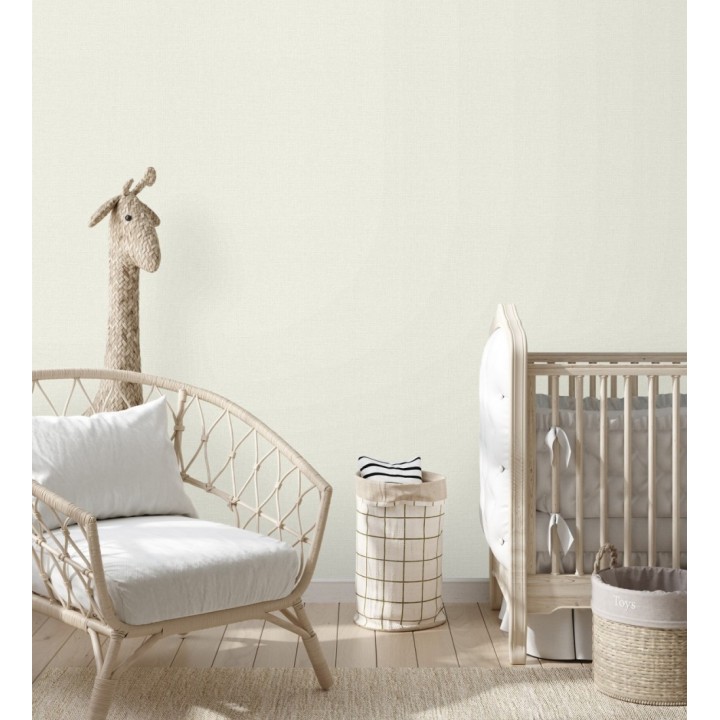 Papel pintado lino blanco roto efecto tejido natural en relieve - Flanders Linen 685173