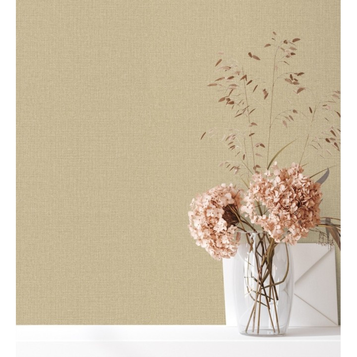 Papel pintado lino beige tostado efecto tejido natural en relieve - Flanders Linen 685174