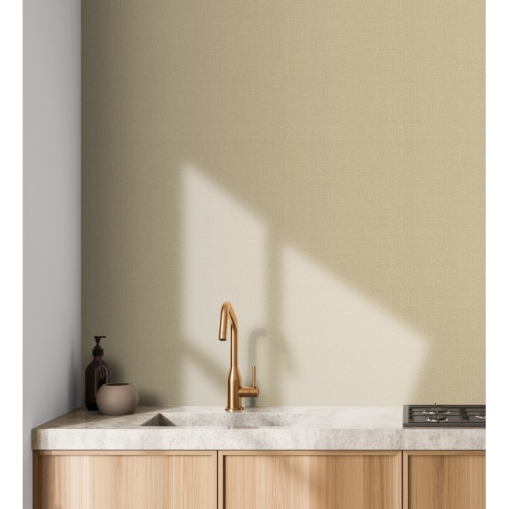 Papel pintado lino beige tostado efecto tejido natural en relieve - Flanders Linen 685174