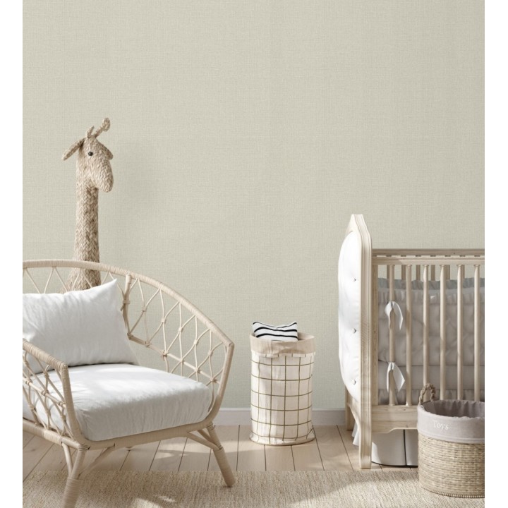 Papel pintado lino tono neutro efecto tejido natural en relieve - Flanders Linen 685176