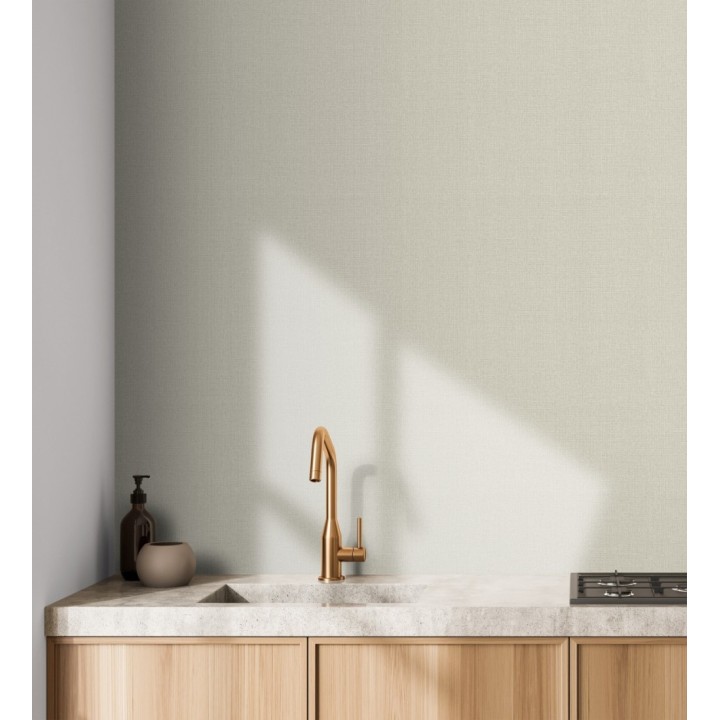Papel pintado lino tono neutro efecto tejido natural en relieve - Flanders Linen 685176