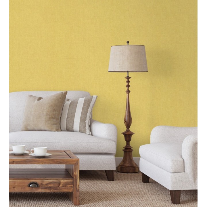 Papel pintado arpillera tono mostaza textil - Zanzibar Raffia 685179