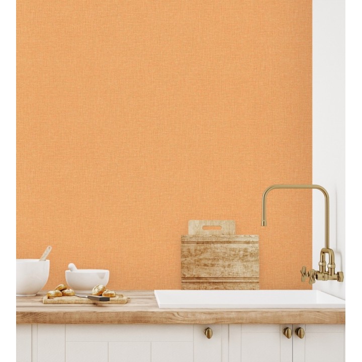Papel pintado arpillera naranja textil - Zanzibar Raffia 685180
