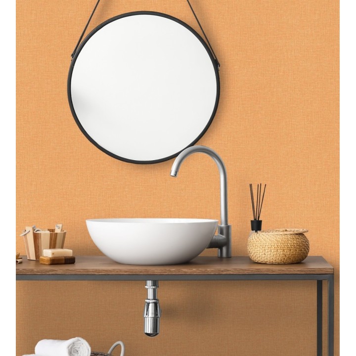 Papel pintado arpillera naranja textil - Zanzibar Raffia 685180