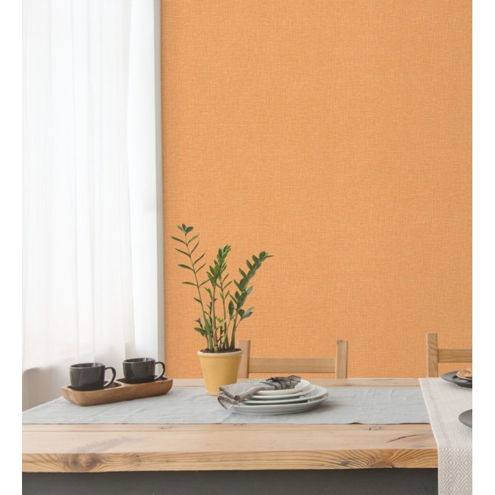 Papel pintado arpillera naranja textil - Zanzibar Raffia 685180