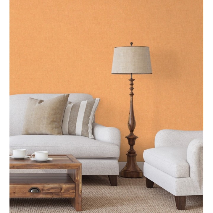 Papel pintado arpillera naranja textil - Zanzibar Raffia 685180