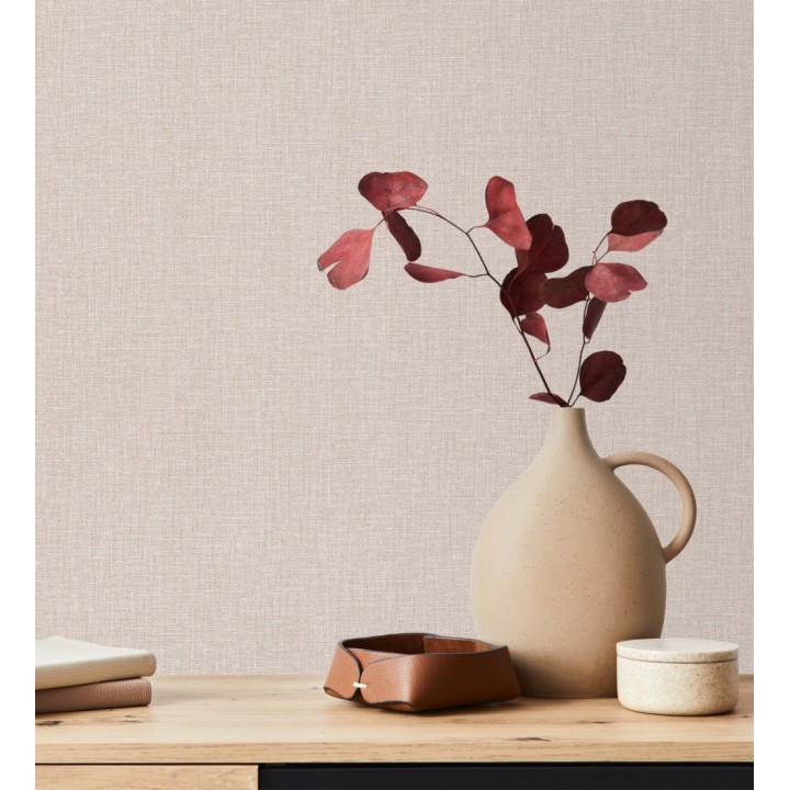 Papel pintado arpillera tono almendra textil - Zanzibar Raffia 685181