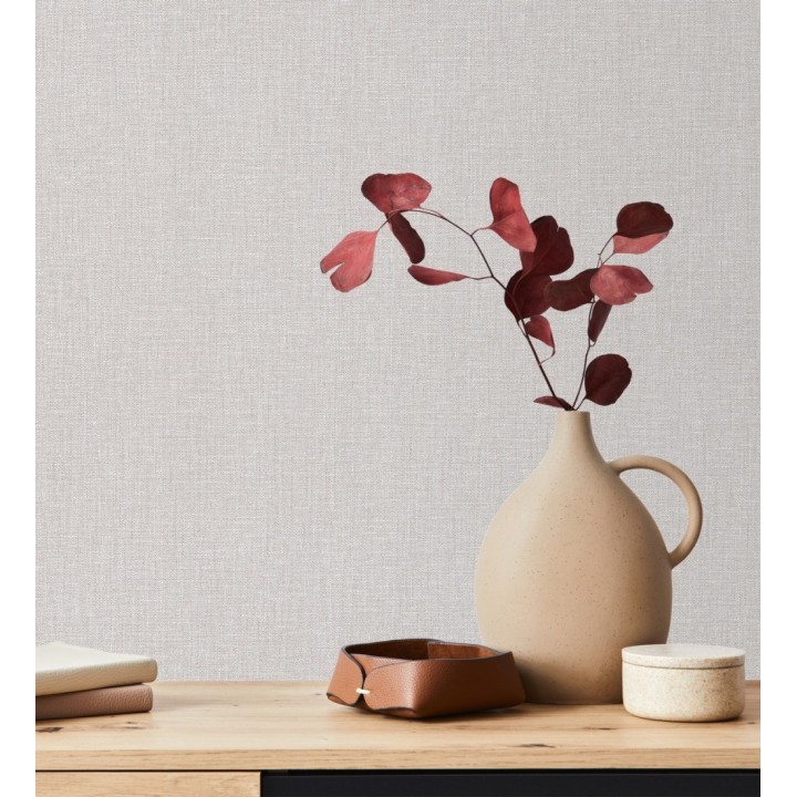 Papel pintado arpillera gris ceniza textil - Zanzibar Raffia 685183