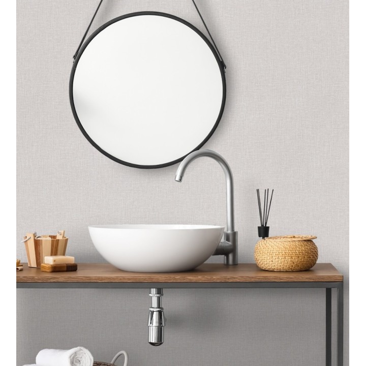 Papel pintado arpillera gris ceniza textil - Zanzibar Raffia 685183