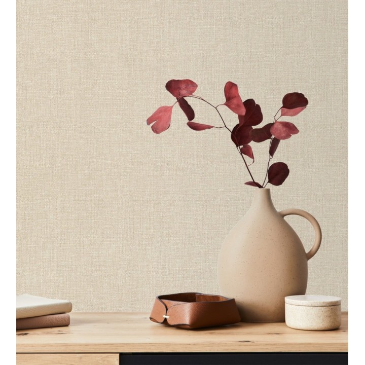 Papel pintado arpillera tono crema textil - Zanzibar Raffia 685184