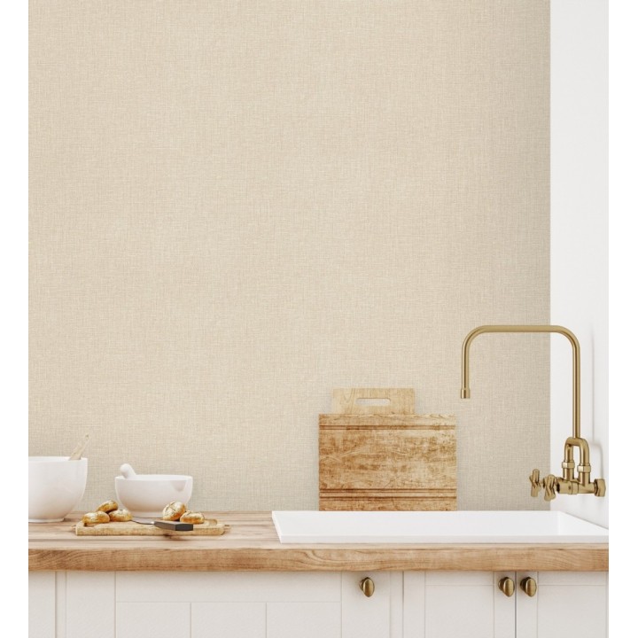 Papel pintado arpillera tono crema textil - Zanzibar Raffia 685184